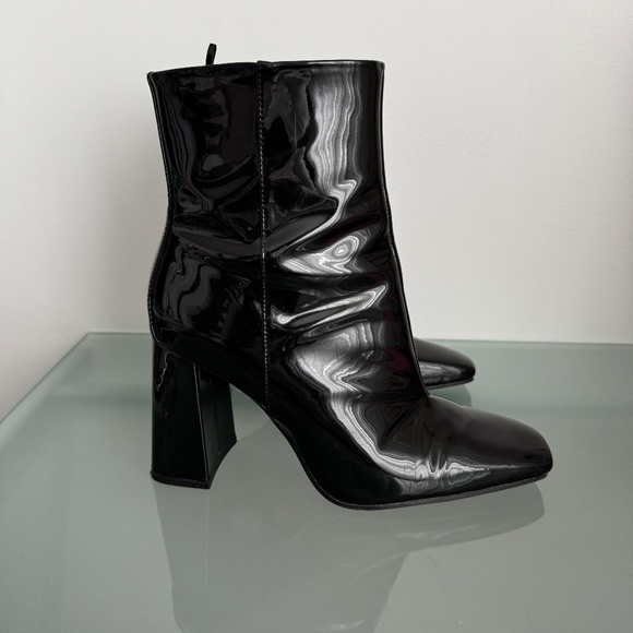 H&M - Black Faux Patent Leather Ankle Boots - Picture 2 of 11
